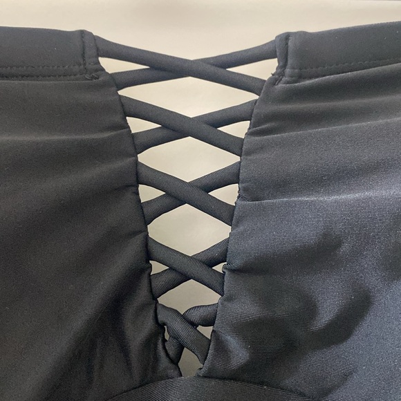 Torrid Wire-Free Lightly Lined Mid Coverage Lattice Front swimsuit - Picture 3 of 7